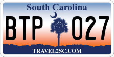 SC license plate BTP027