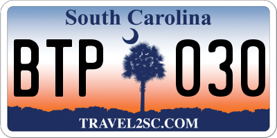 SC license plate BTP030