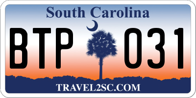 SC license plate BTP031