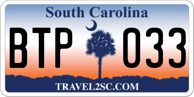 SC license plate BTP033