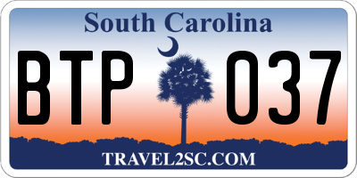 SC license plate BTP037