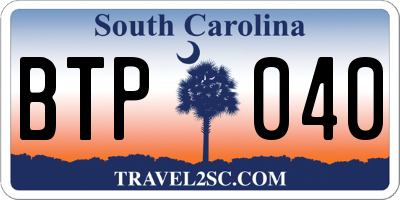 SC license plate BTP040