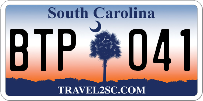 SC license plate BTP041