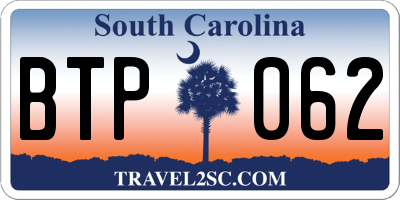 SC license plate BTP062