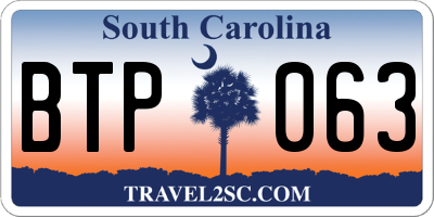 SC license plate BTP063