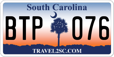 SC license plate BTP076