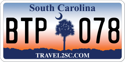 SC license plate BTP078