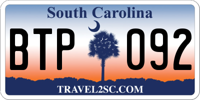 SC license plate BTP092