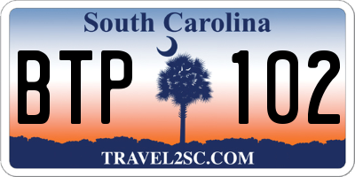 SC license plate BTP102