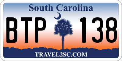 SC license plate BTP138
