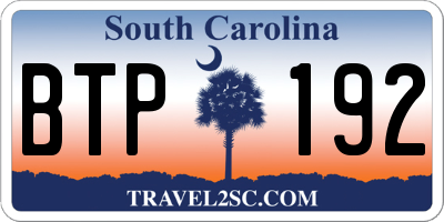 SC license plate BTP192