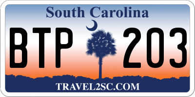 SC license plate BTP203