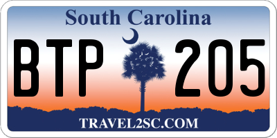 SC license plate BTP205