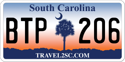 SC license plate BTP206