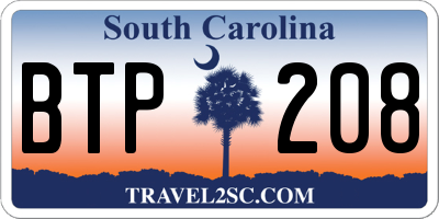 SC license plate BTP208