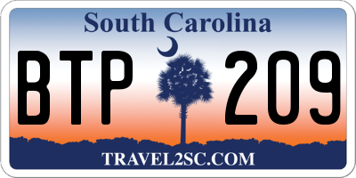 SC license plate BTP209