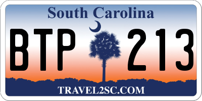 SC license plate BTP213