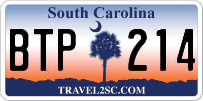 SC license plate BTP214