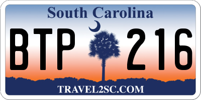 SC license plate BTP216