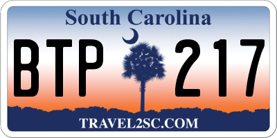 SC license plate BTP217