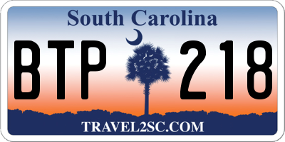 SC license plate BTP218