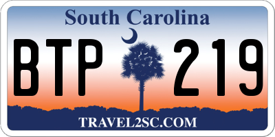 SC license plate BTP219