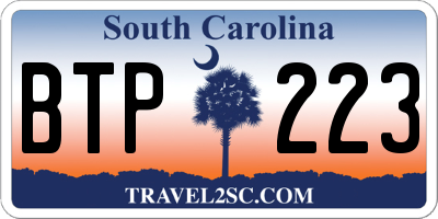 SC license plate BTP223