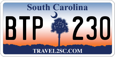 SC license plate BTP230