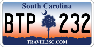 SC license plate BTP232