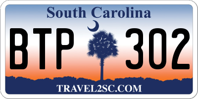 SC license plate BTP302
