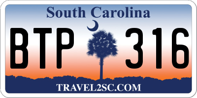 SC license plate BTP316