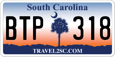 SC license plate BTP318