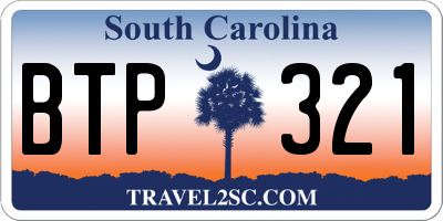 SC license plate BTP321