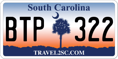 SC license plate BTP322