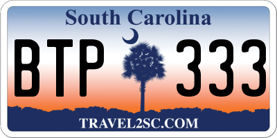 SC license plate BTP333