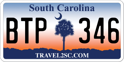 SC license plate BTP346