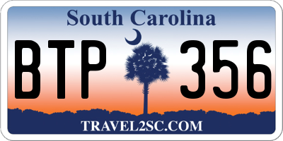SC license plate BTP356