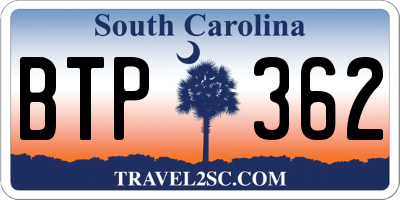 SC license plate BTP362