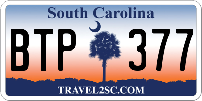 SC license plate BTP377