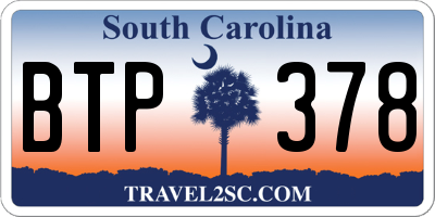 SC license plate BTP378