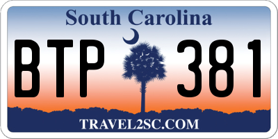 SC license plate BTP381