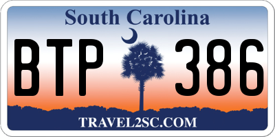 SC license plate BTP386