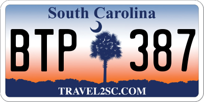SC license plate BTP387