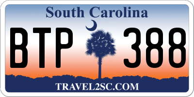 SC license plate BTP388