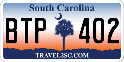 SC license plate BTP402