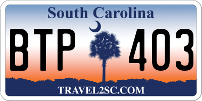 SC license plate BTP403