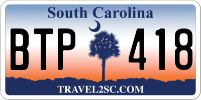 SC license plate BTP418
