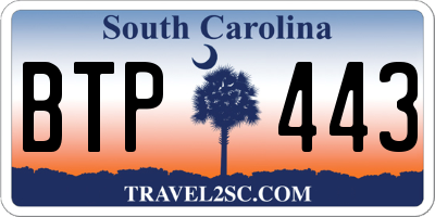 SC license plate BTP443