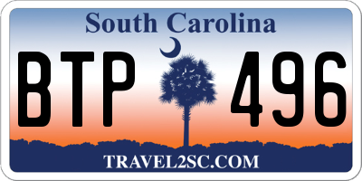 SC license plate BTP496