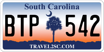 SC license plate BTP542